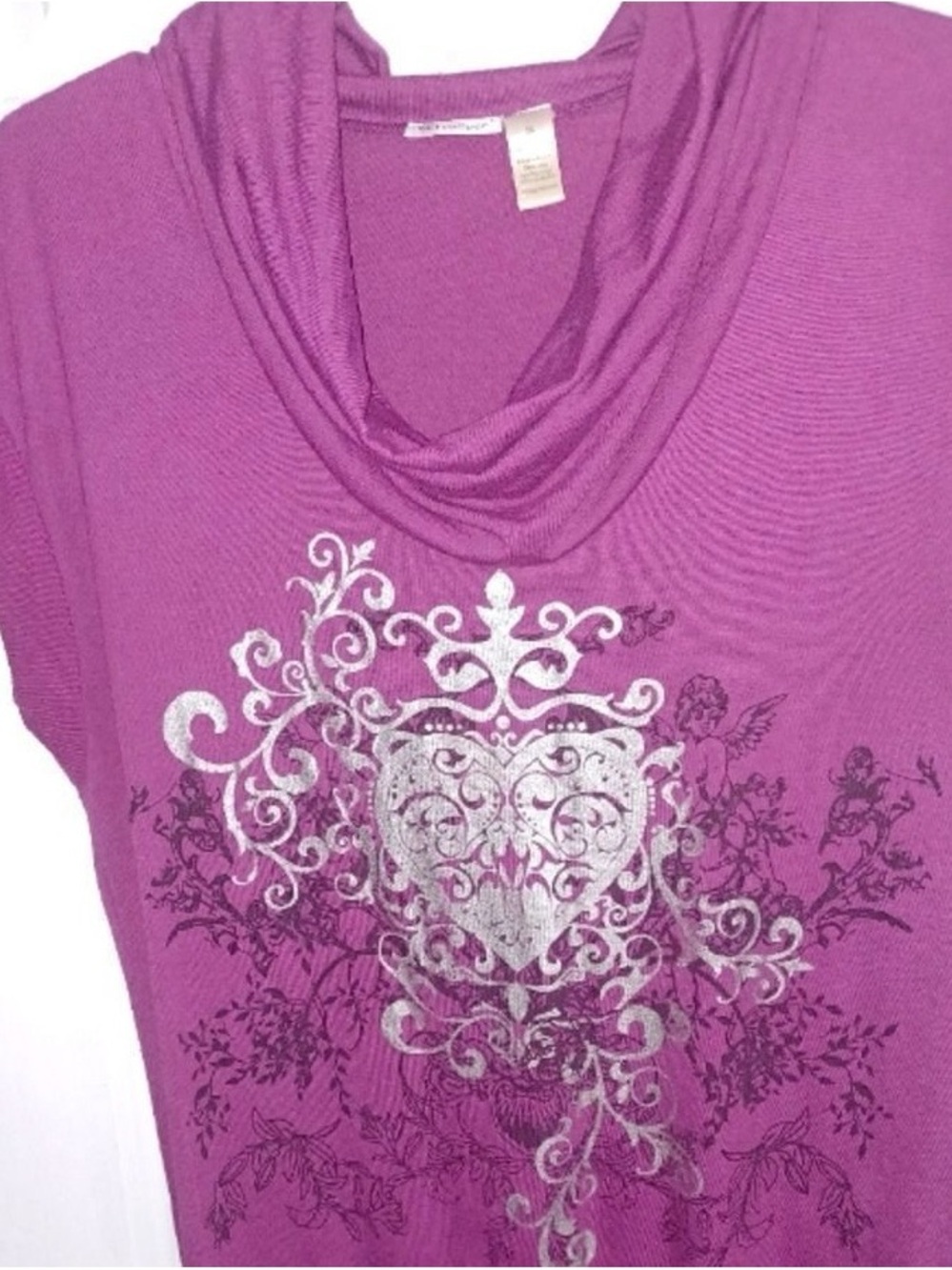 Cowl Neck Purple Graphic Women's Top